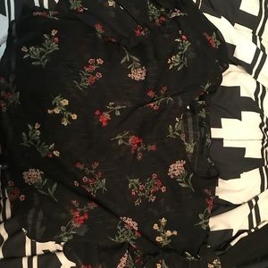 Black floral blouse